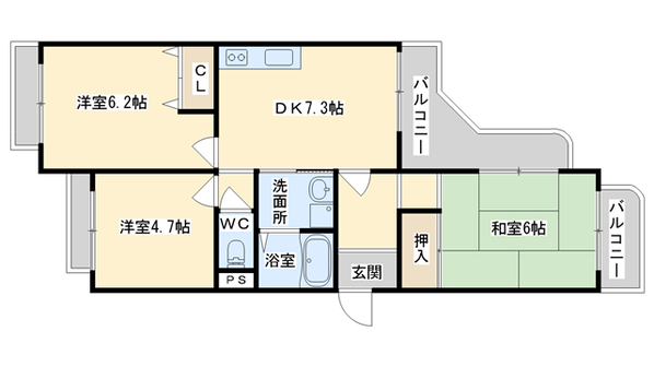 エスポワール高槻の物件間取画像